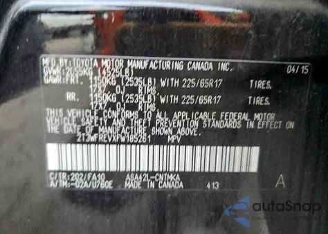 2015 Toyota Rav4 Xle z USA, uszkodzony, nr VIN 2T3WFREVXFW185261